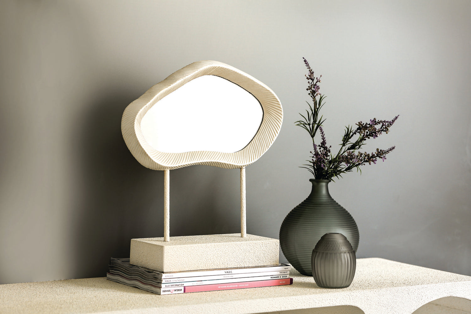 Eilish White Poly Organic Mirror On Mdf Base Low