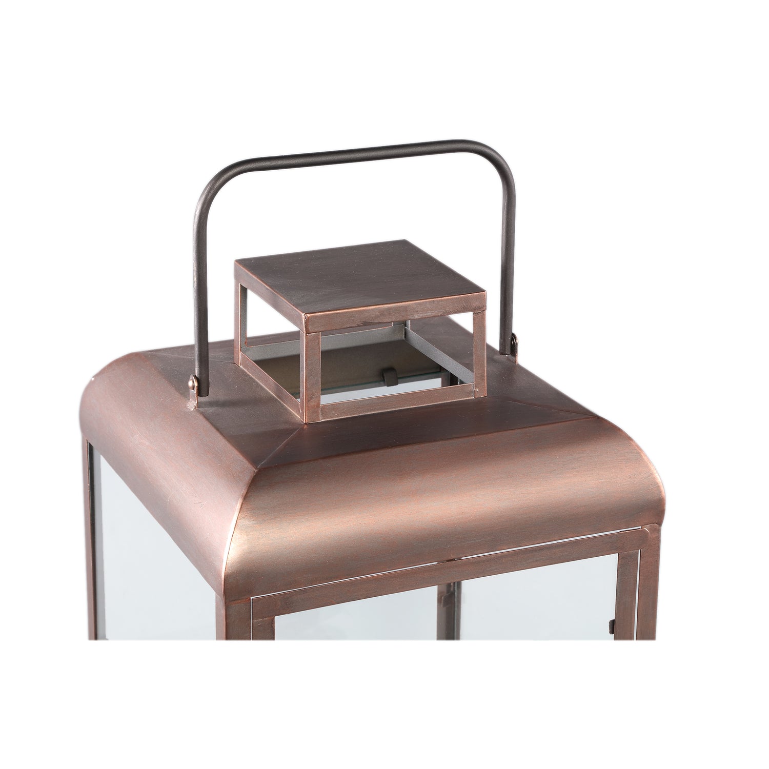 Vitoria Copper Rectangle Iron Lantern With Glass L