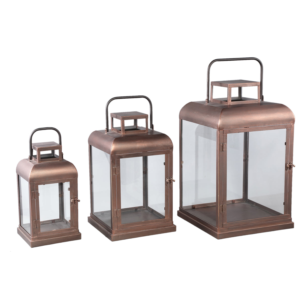 Vitoria Copper Rectangle Iron Lantern With Glass L