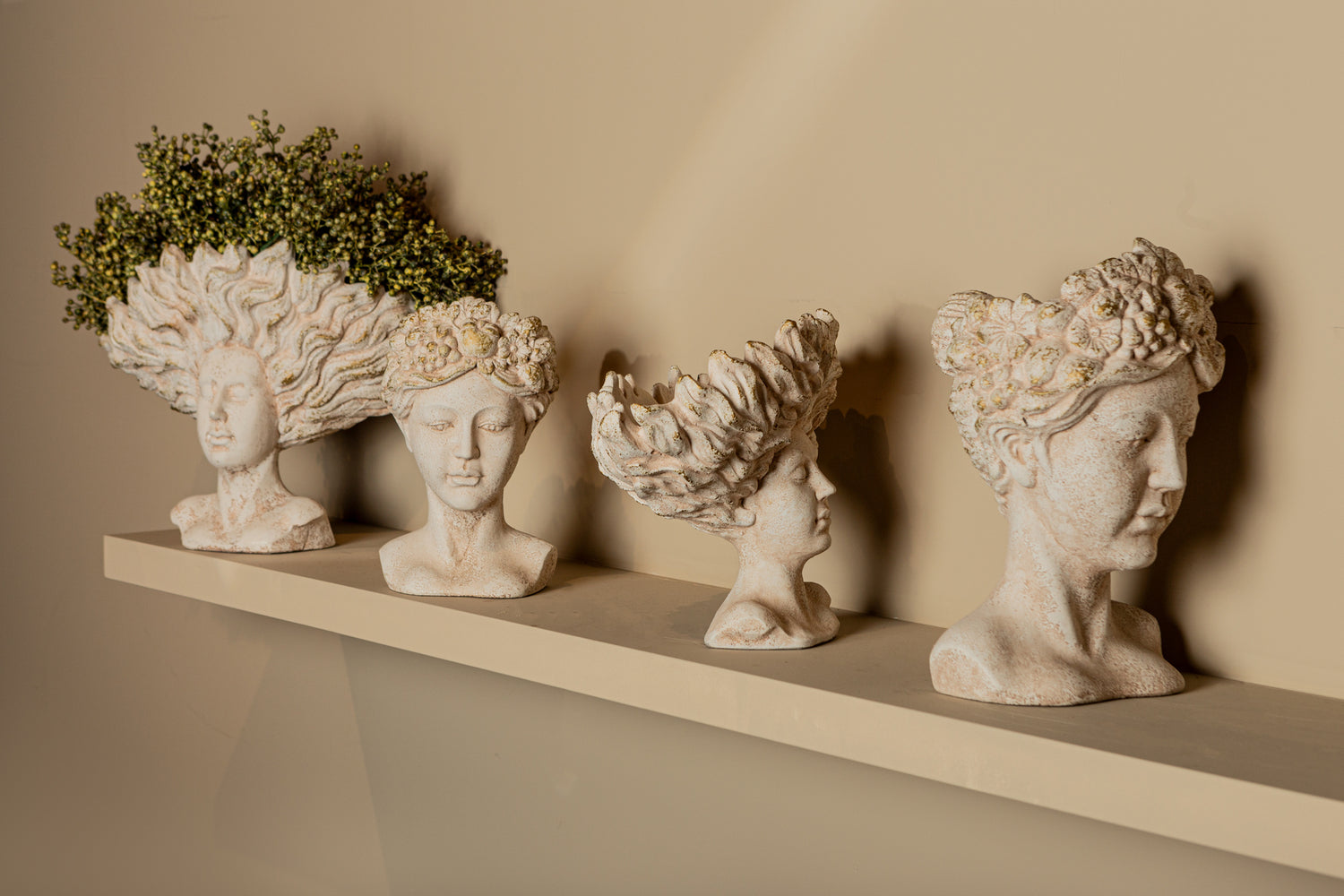 Kimbere Cream Cement Face Shaped Statue Hair L