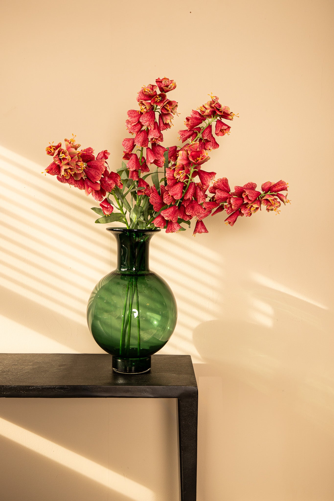 Garden Flower Red Fritillaria With Leaves