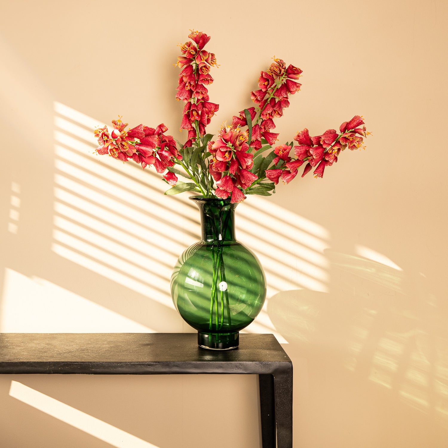 Garden Flower Red Fritillaria With Leaves