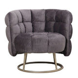 Fluffy Grey Fauteuil Vogue 16 Graphite Gold Base