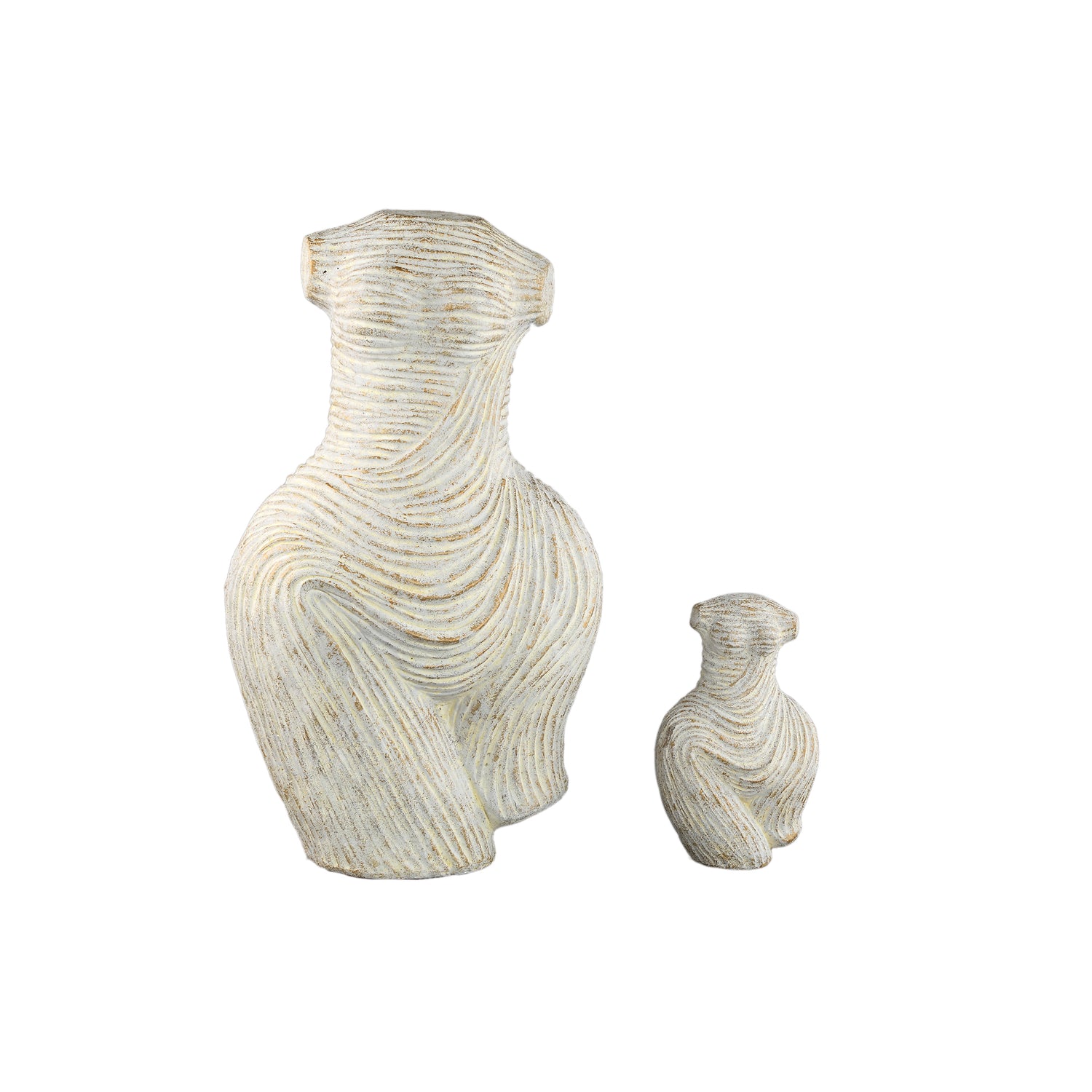 Sophi White Cement Women Shaped Statue Curved L