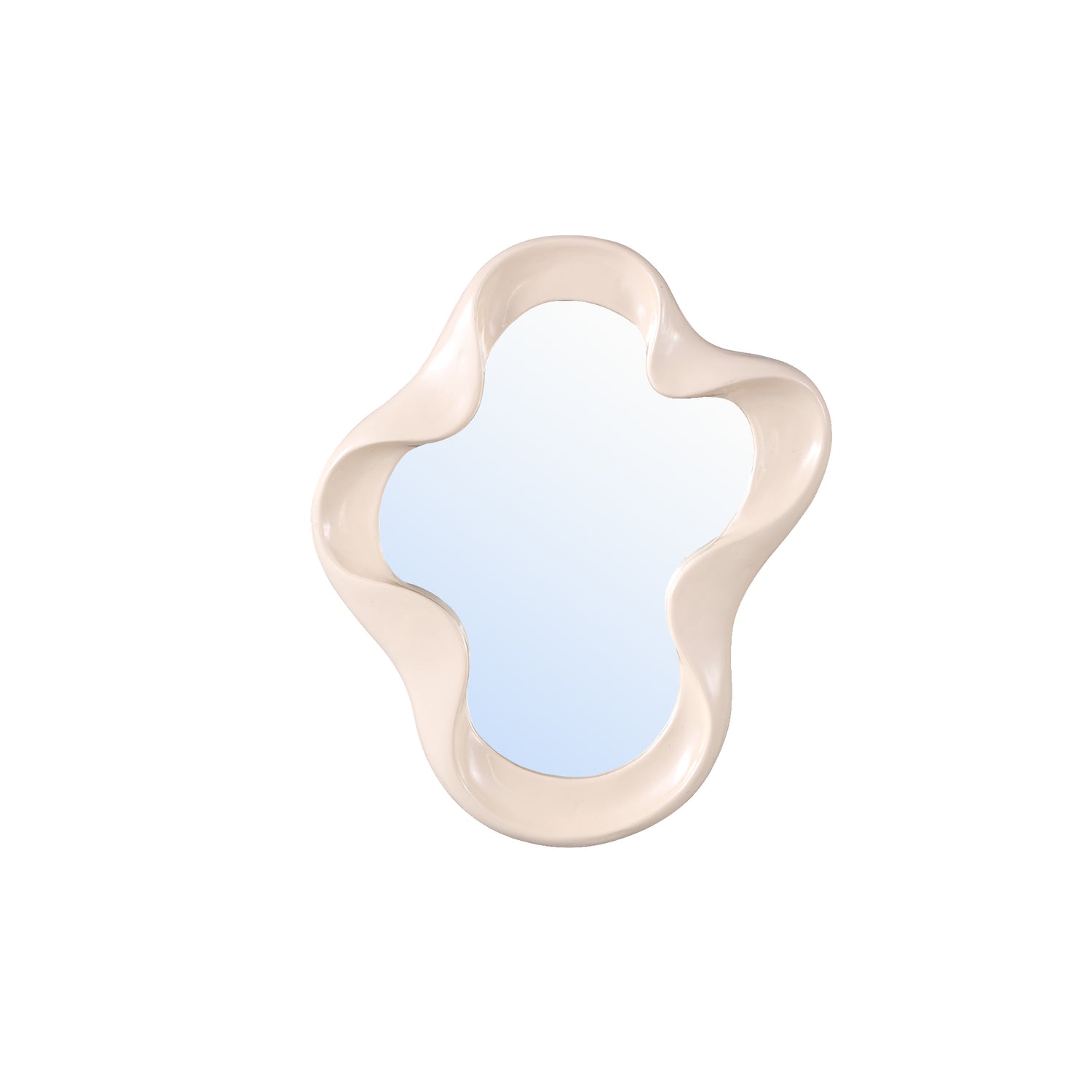 Hannah Cream Poly Organic Shaped Mirror Shiny S