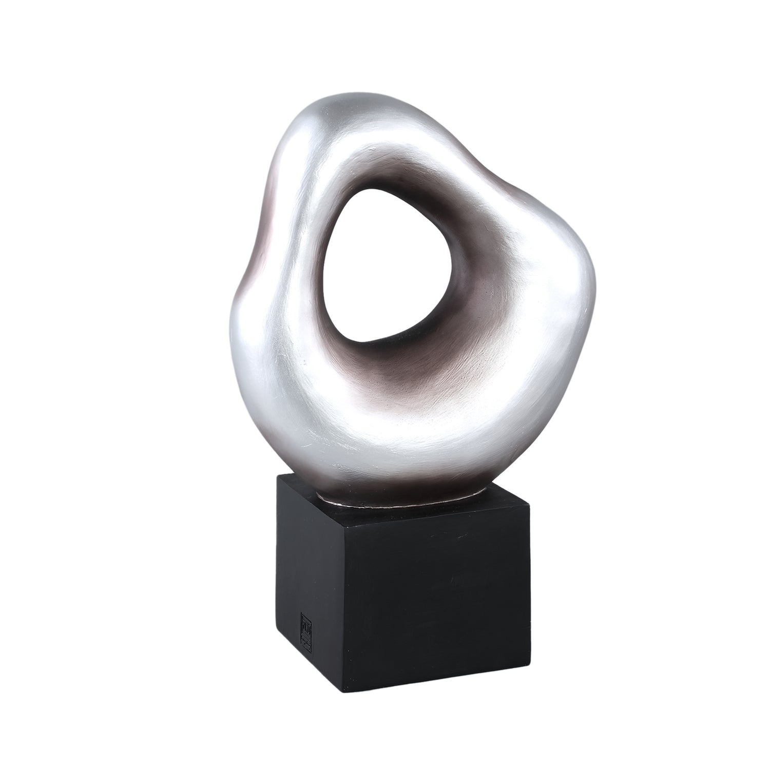 Dolcey Silver Poly Organic Shaped Statue On Base L