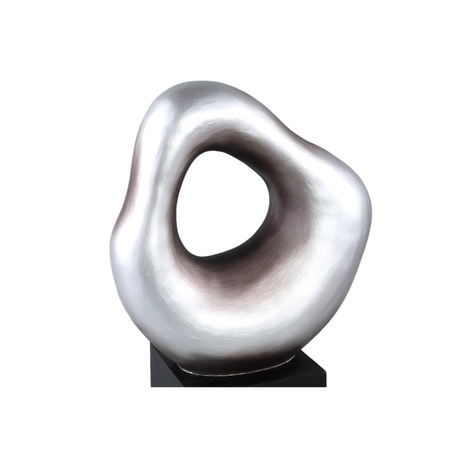 Dolcey Silver Poly Organic Shaped Statue On Base L