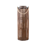 Zafria Brown Round Bamboo Lantern With Glass L