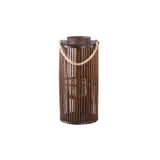 Zafria Brown Round Bamboo Lantern With Glass S