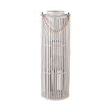 Zafria Cream Round Bamboo Lantern With Glass L