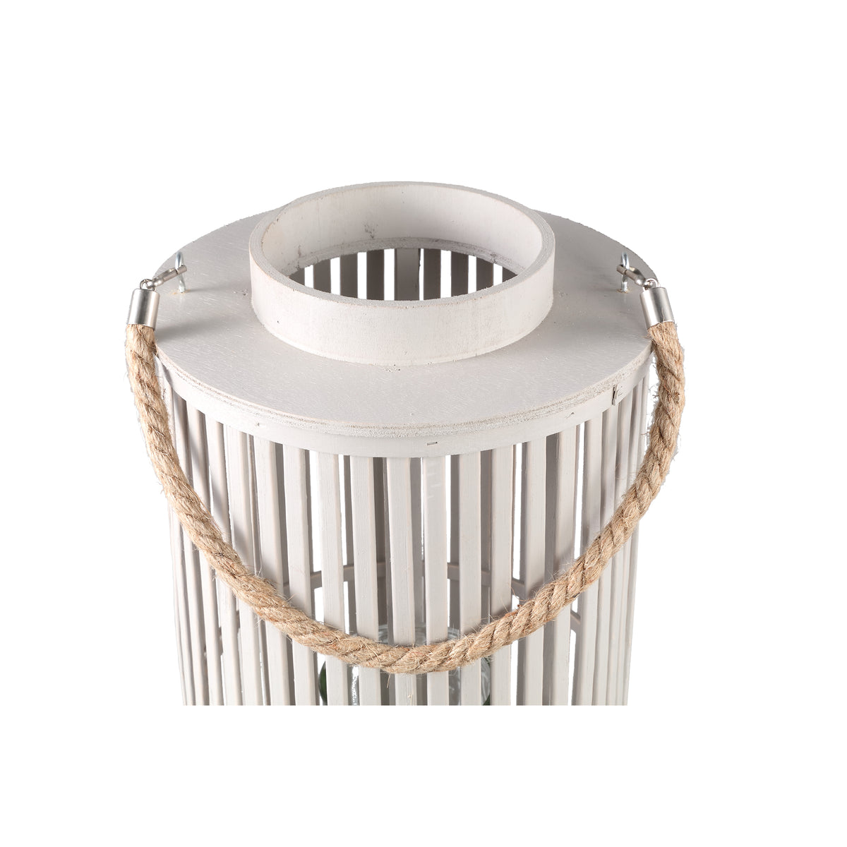 Zafria Cream Round Bamboo Lantern With Glass L
