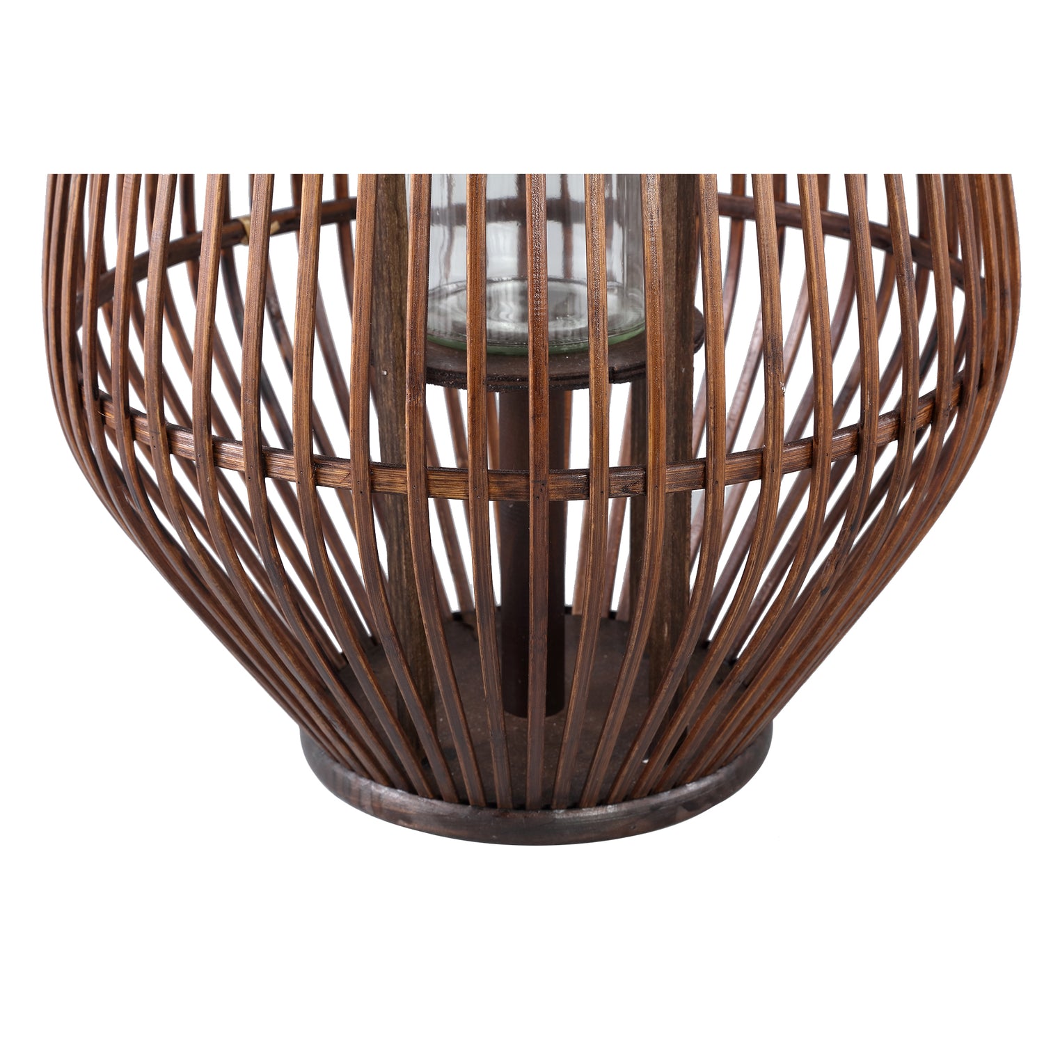 Lysia Brown Round Bamboo Lantern With Glass L