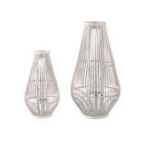 Lysia Sand Round Bamboo Lantern With Glass L