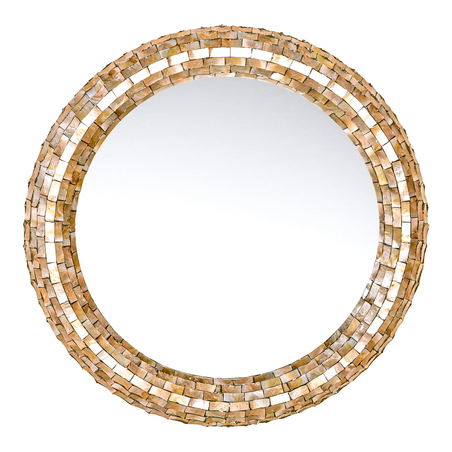 Chelsae Cream Poly Round Shell Mirror Large