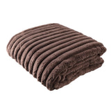 Hadi Brown Ribbed Fake Fur Plaid Large