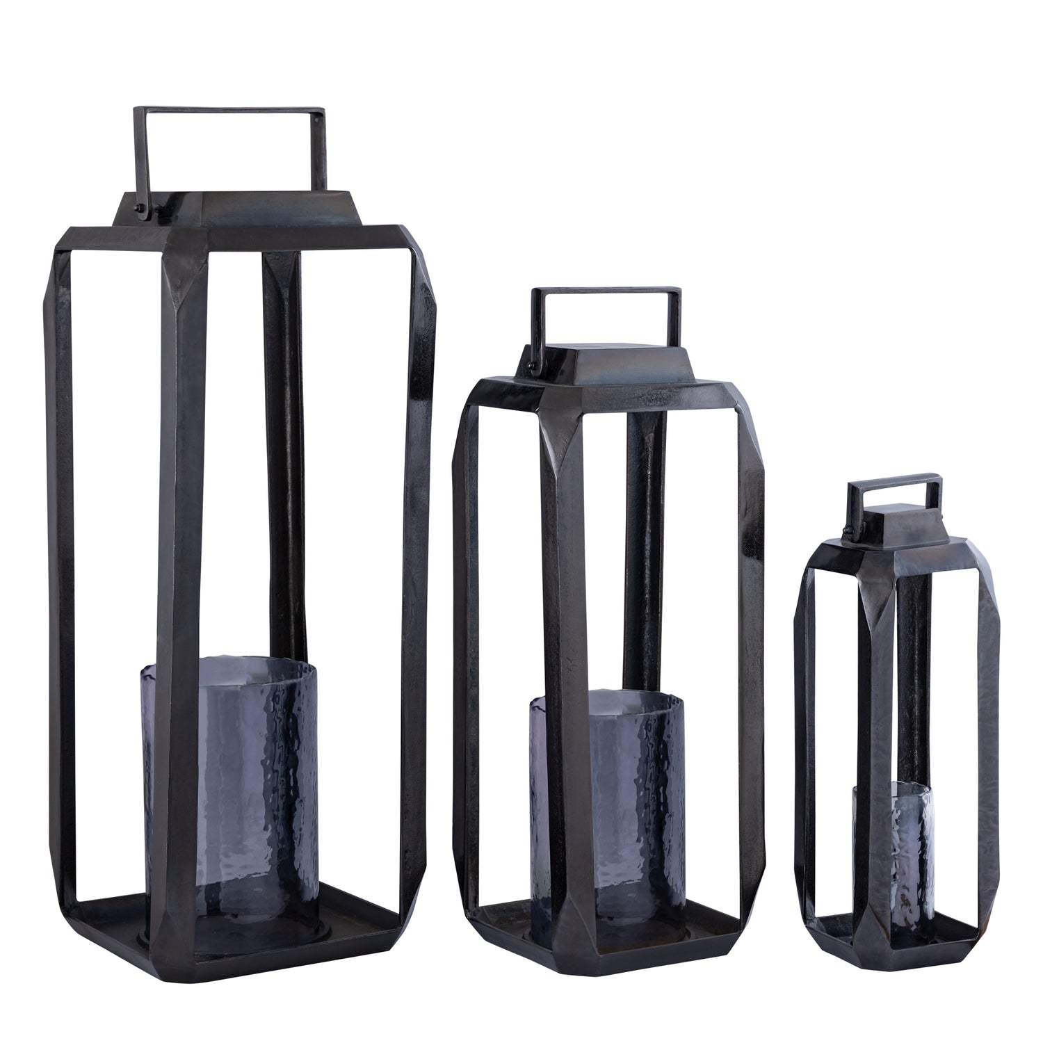 Hythm Black Casted Alu Lantern With Glass S