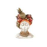 Kaliesa White Poly Monkey Statue With Fruits Round