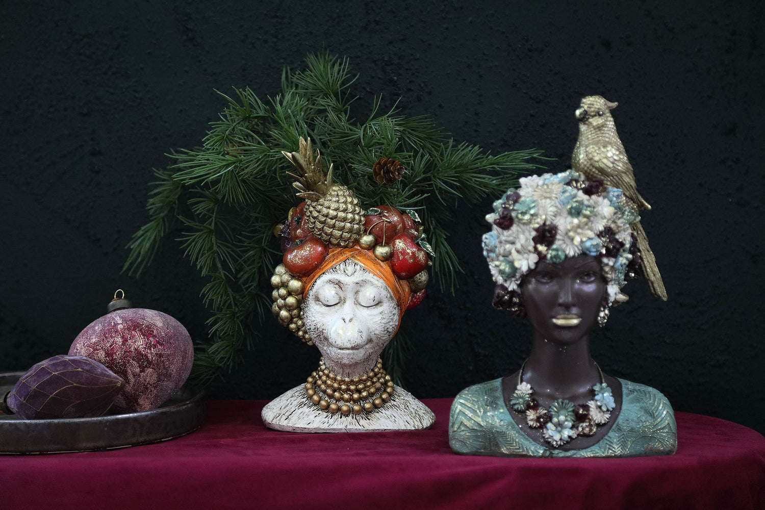 Kaliesa Green Poly Lady Statue Bird And Flowers