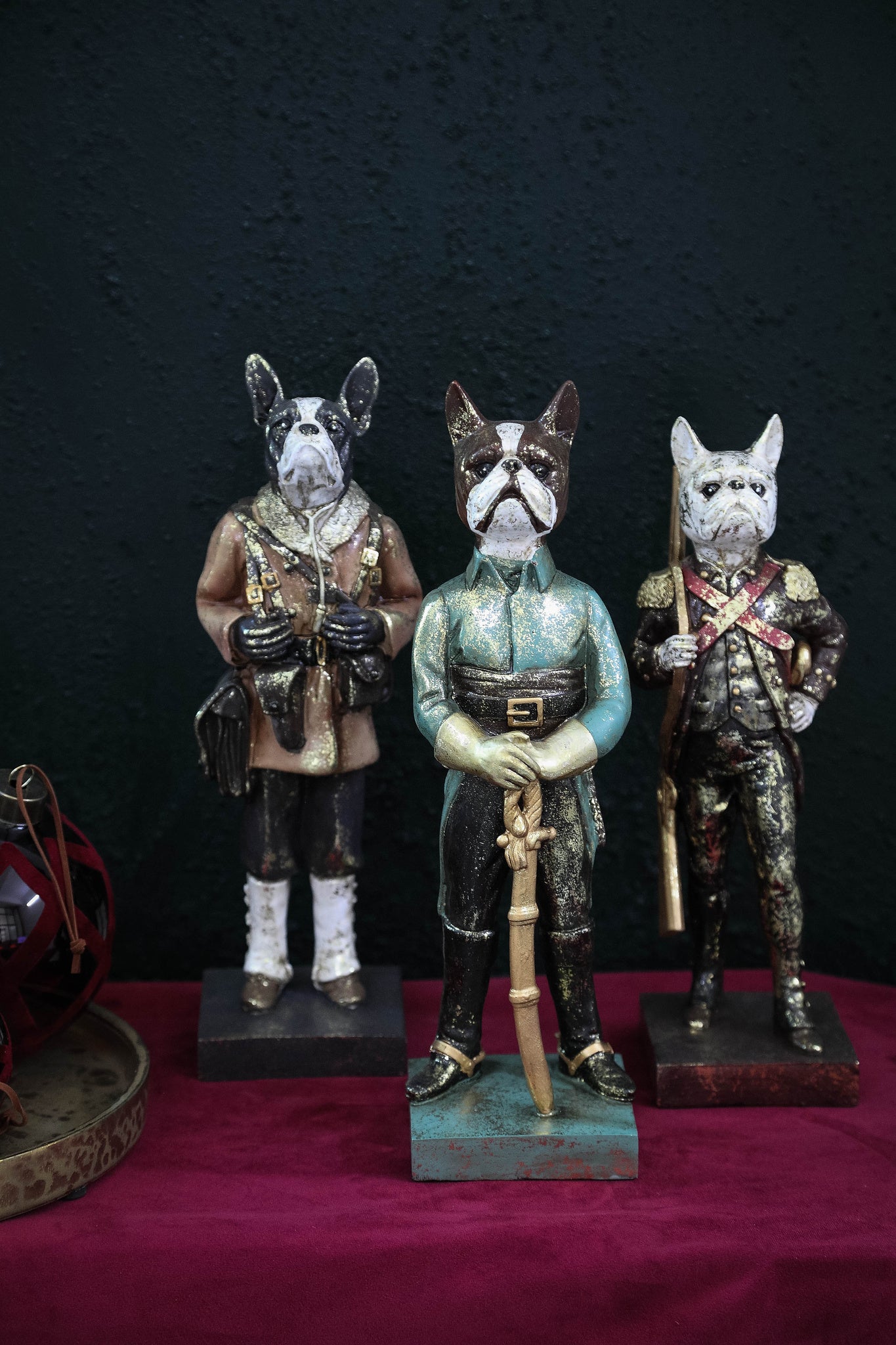 Arne Burghundy Poly Dog Statue