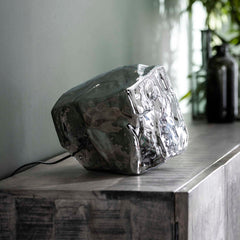 Tafellamp Rock Chromed - 28x28x28 cm - Chromed - Glas