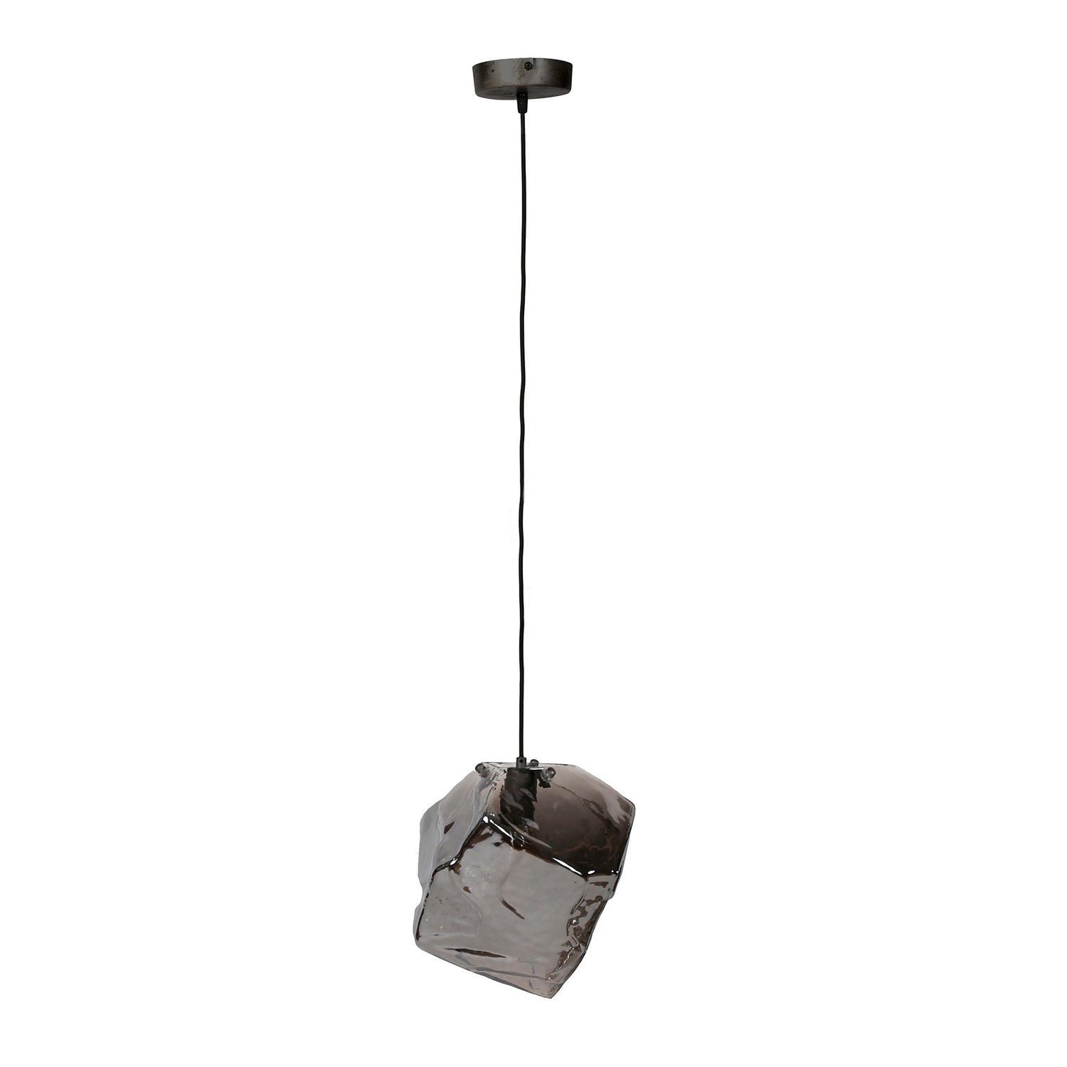 Hanglamp met 1 lamp rock chromed - 28x28x150 cm - Chromed - Glas