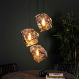 Hanglamp met 3 Lampen Rock Chromed Getrapt - 50x50x150 cm - Chromed - Glas