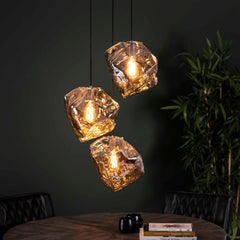 Hanglamp met 3 Lampen Rock Chromed Getrapt - 50x50x150 cm - Chromed - Glas