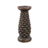 Khaya Black Cement Pinecone Candleholder L