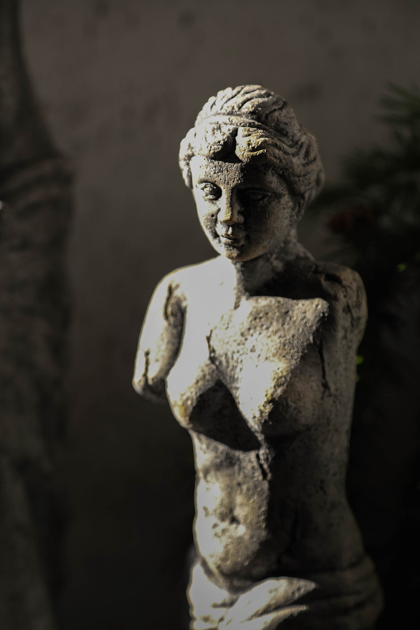 Olivette Black Cement Women Statue S