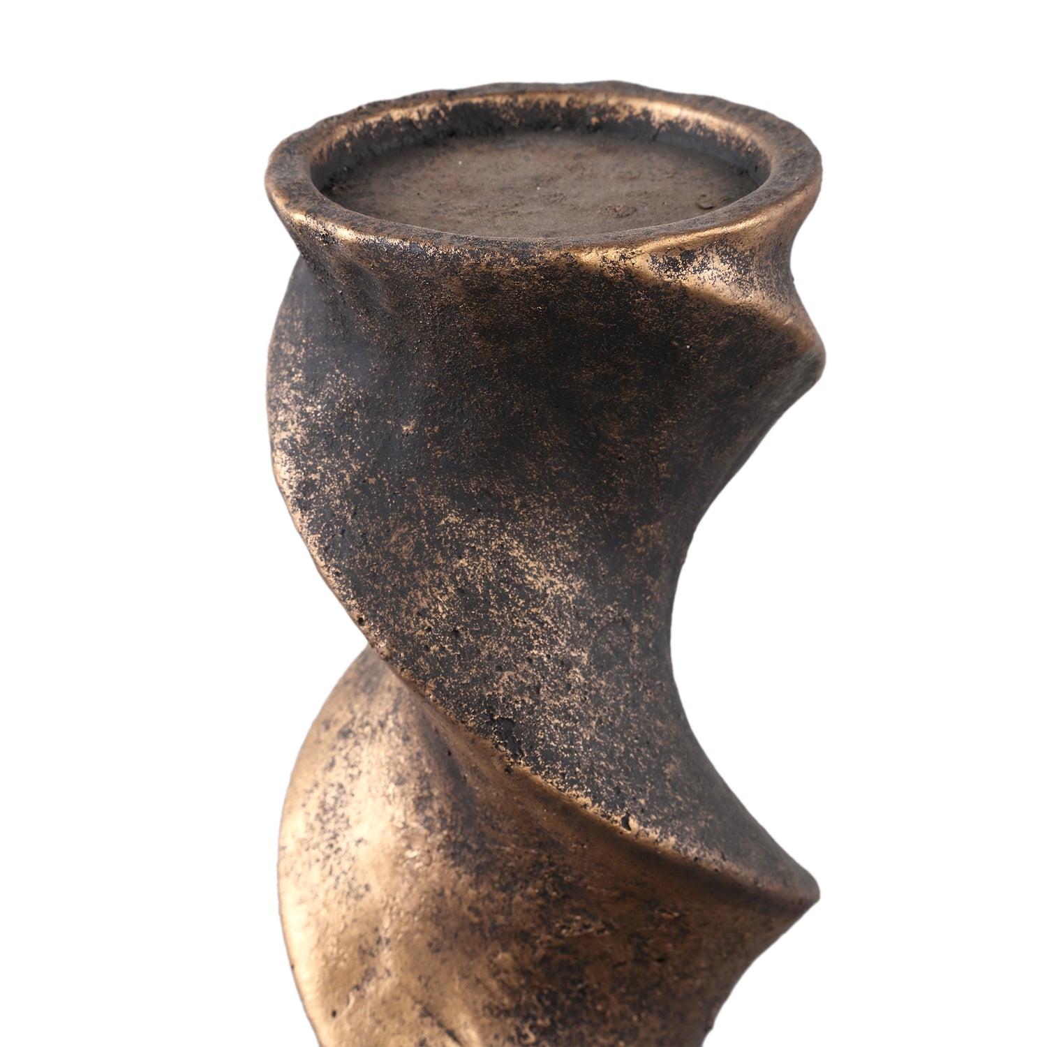 Bryah Black And Gold Cement Candleholder Twist L