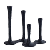 Lynette Black Casted Alu Candleholder Rounds Base