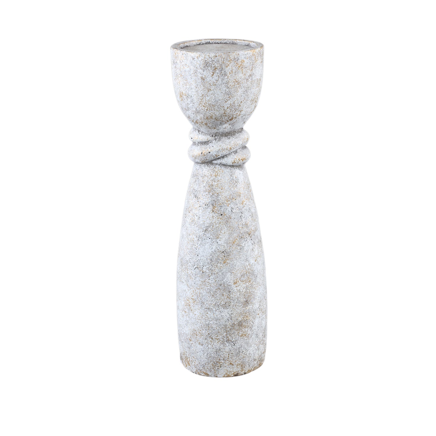Ornan Grey Cement Candle Holder Round Detail L
