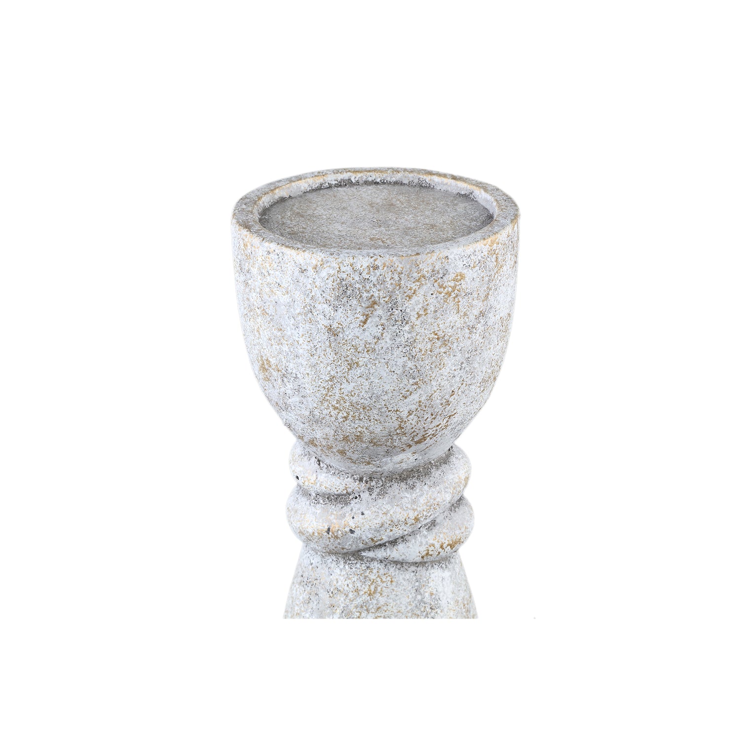 Ornan Grey Cement Candle Holder Round Detail L