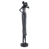 Rafah Black Poly Woman Statue Holding Pot Shoulder