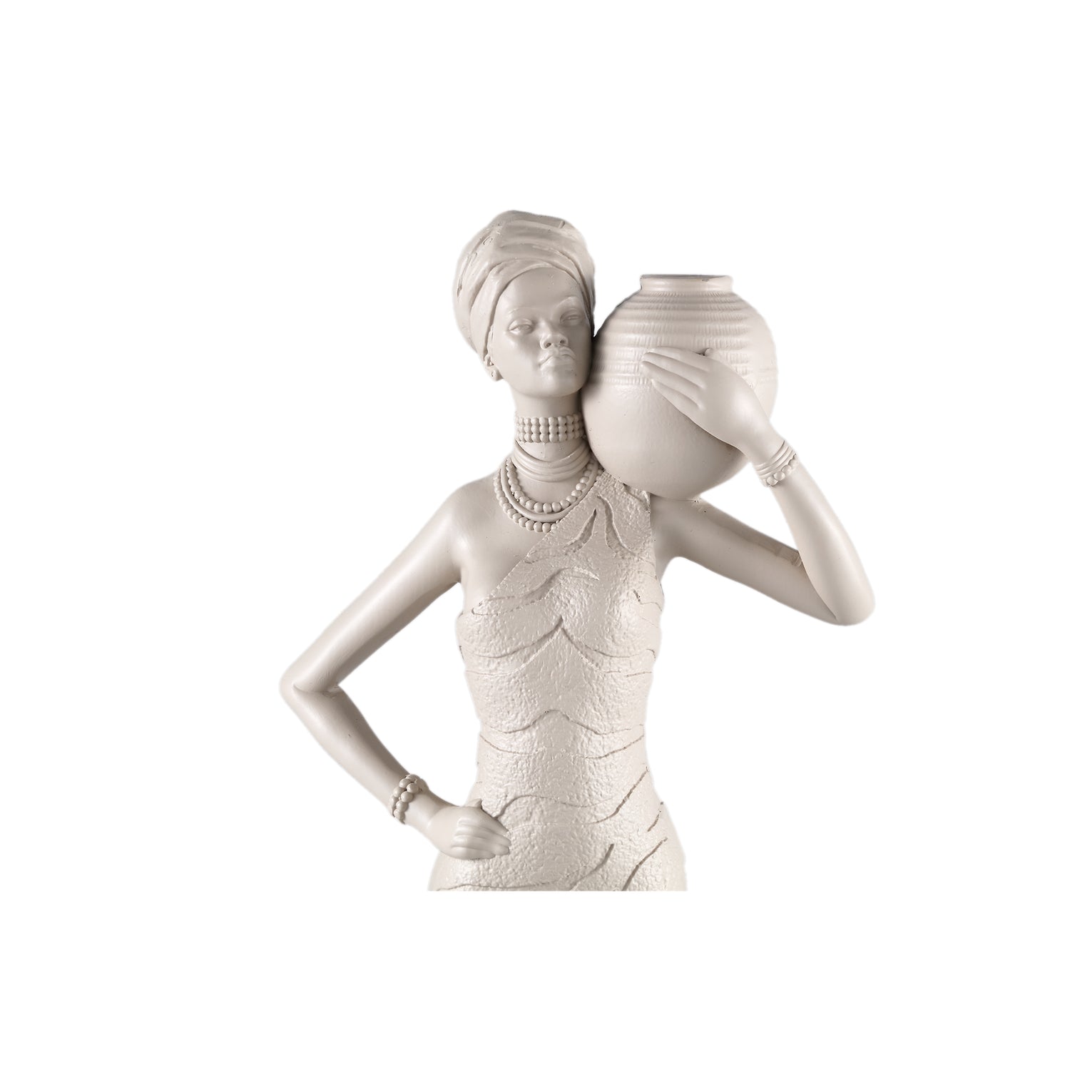 Rafah Clay Poly Woman Statue Holding Pot Shoulder