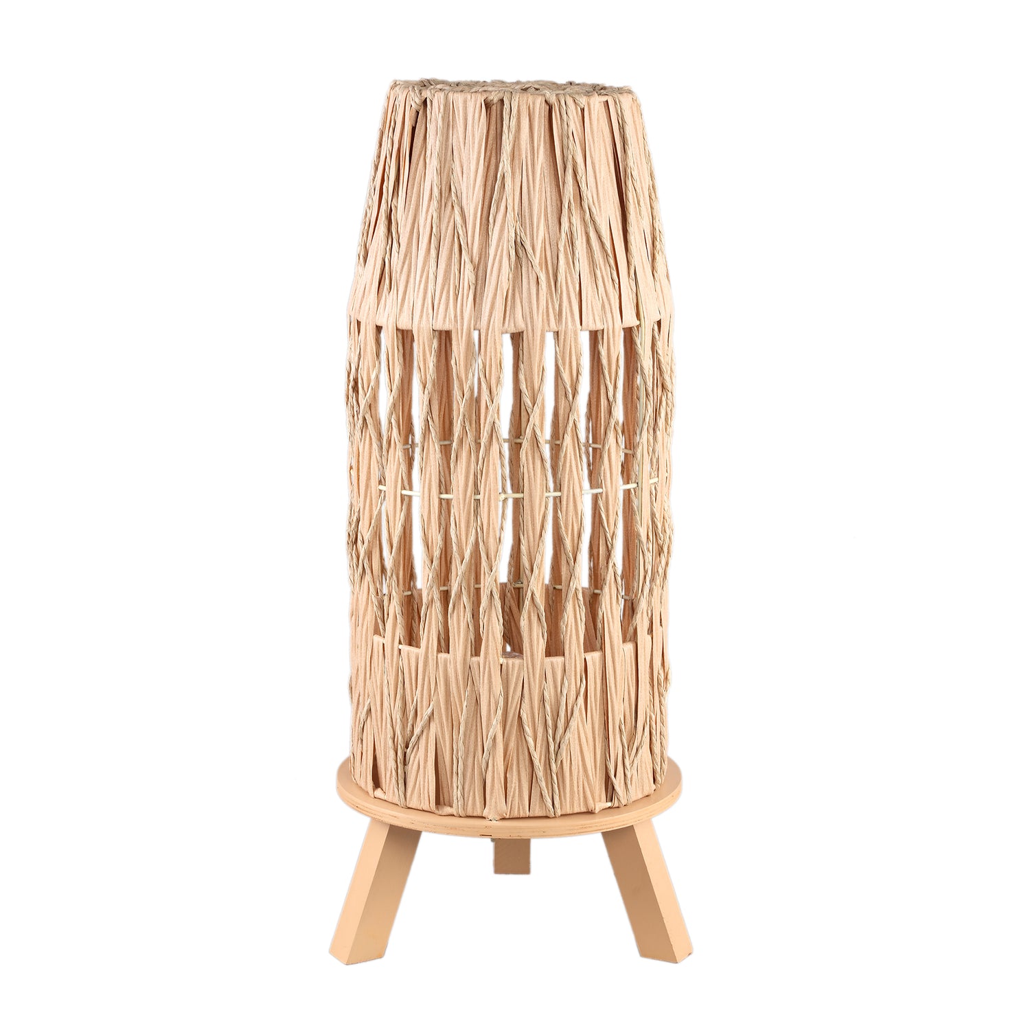 Alleene Cream Bamboo LED Lamp Wooden Base L