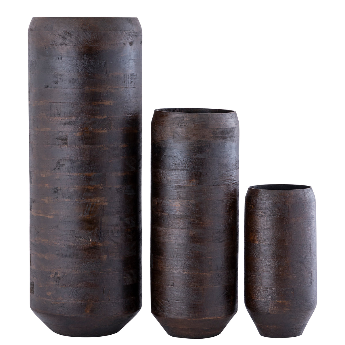 Gerd Brown Mango Wood Pot Rounded Border L