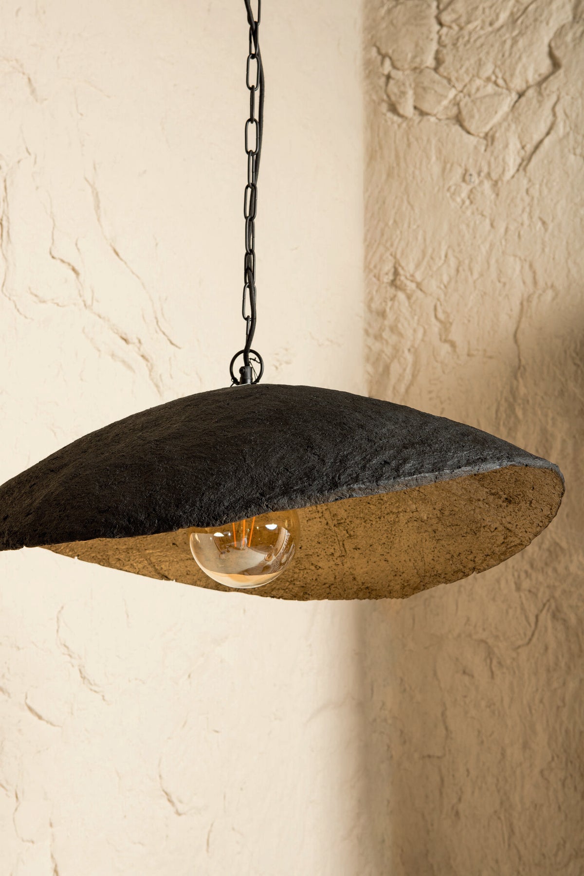 Majid Black Paper Machee Wave Lamp Gold Inside