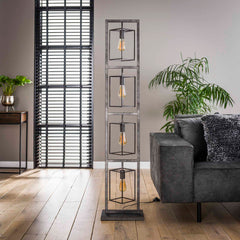 Vloerlamp 4x Cubic Tower - 34x24x160 cm - Oud Zilver