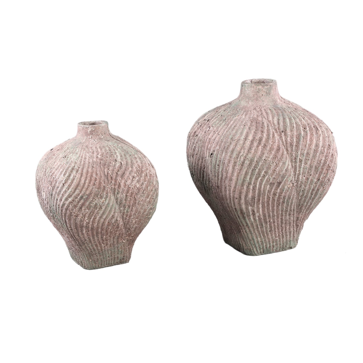Diesel Grey Round Cement Vase Wavy Lines High S