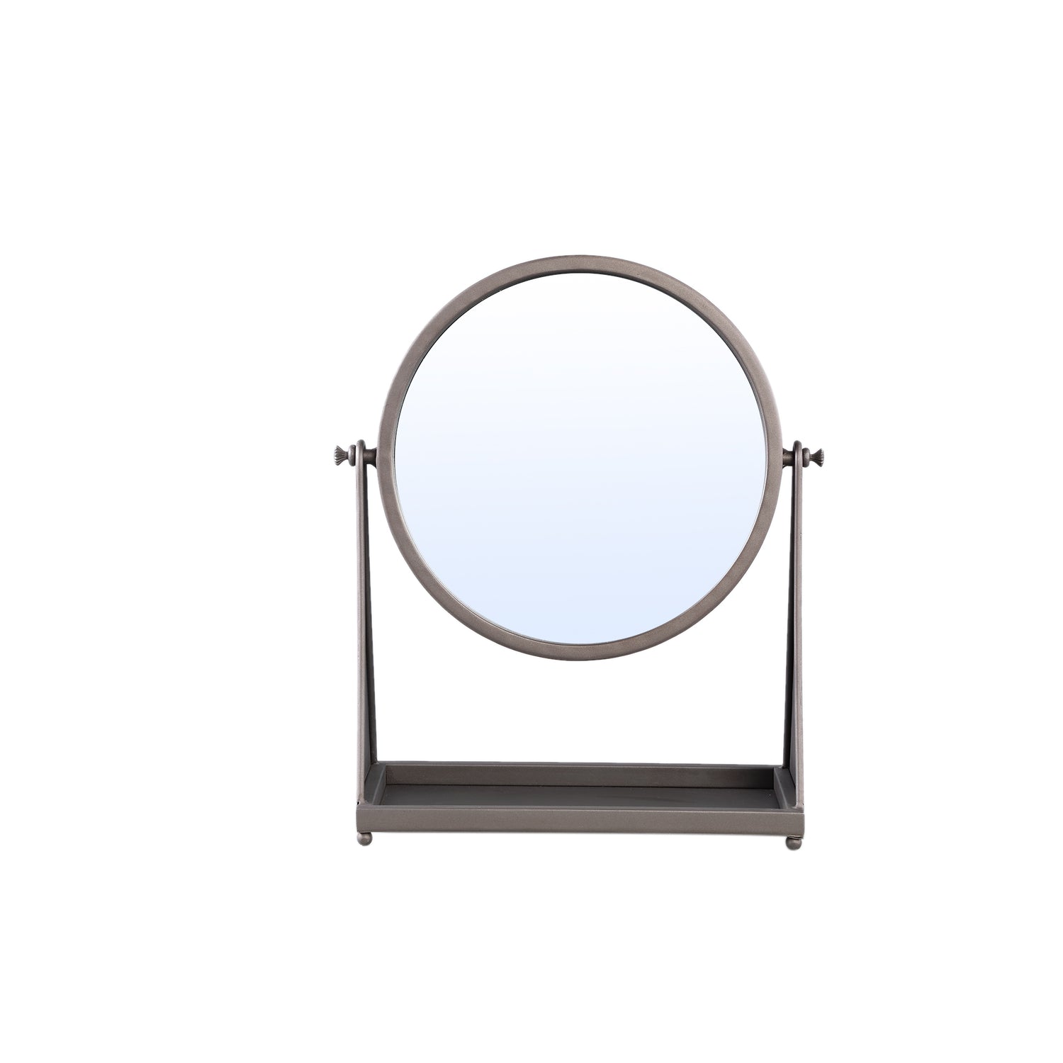 Francess Brown Round Iron Table Mirror Flowers Low