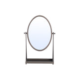 Francess Brown Round Iron Table Mirror Flower High
