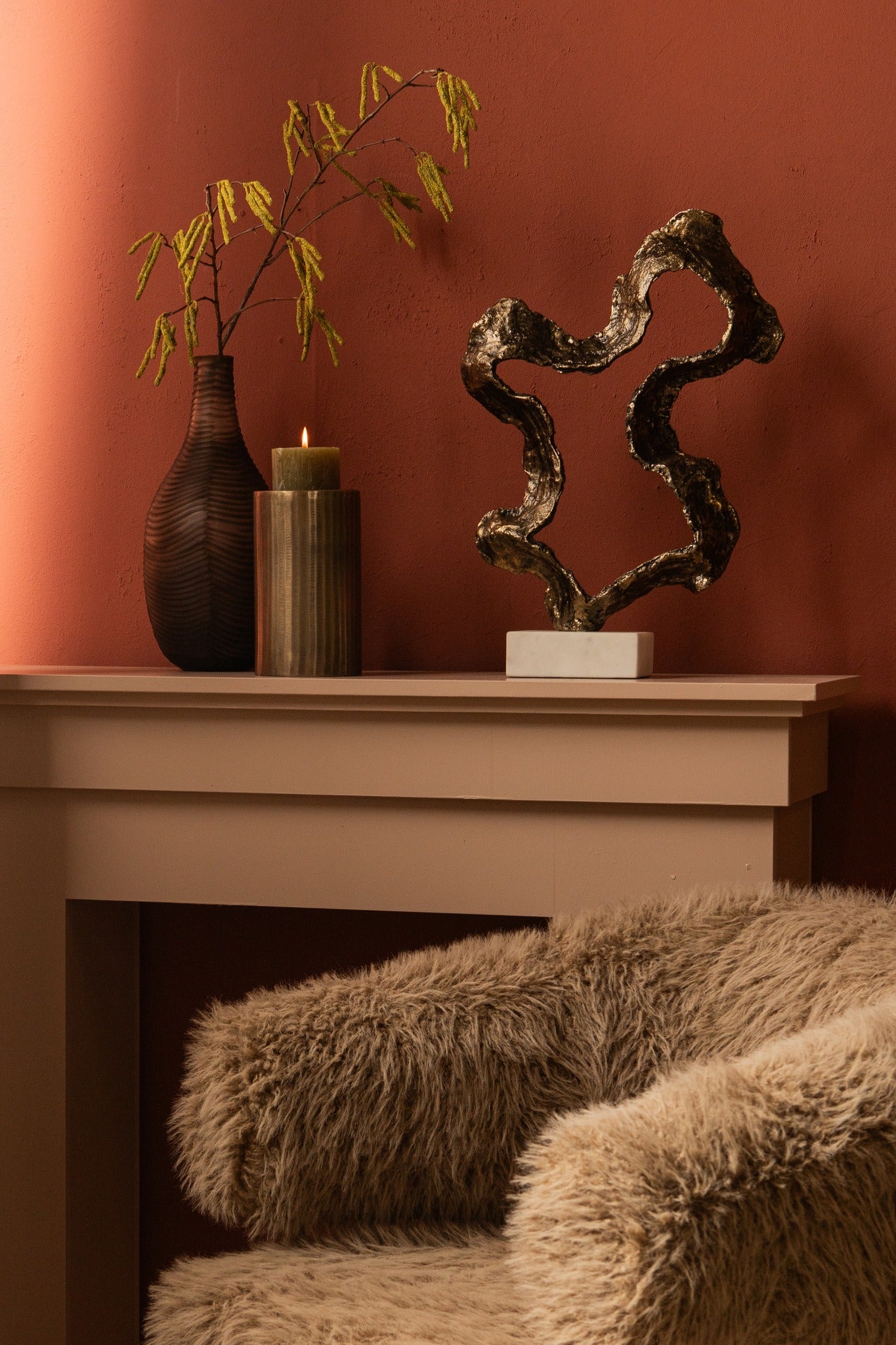 Maryan Brass Shaped Alu Casted Statue Marble BaseL