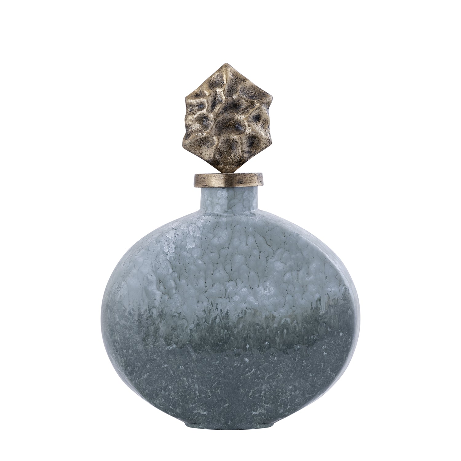 Cherisee Green Glass Statue Brass Lid Wide