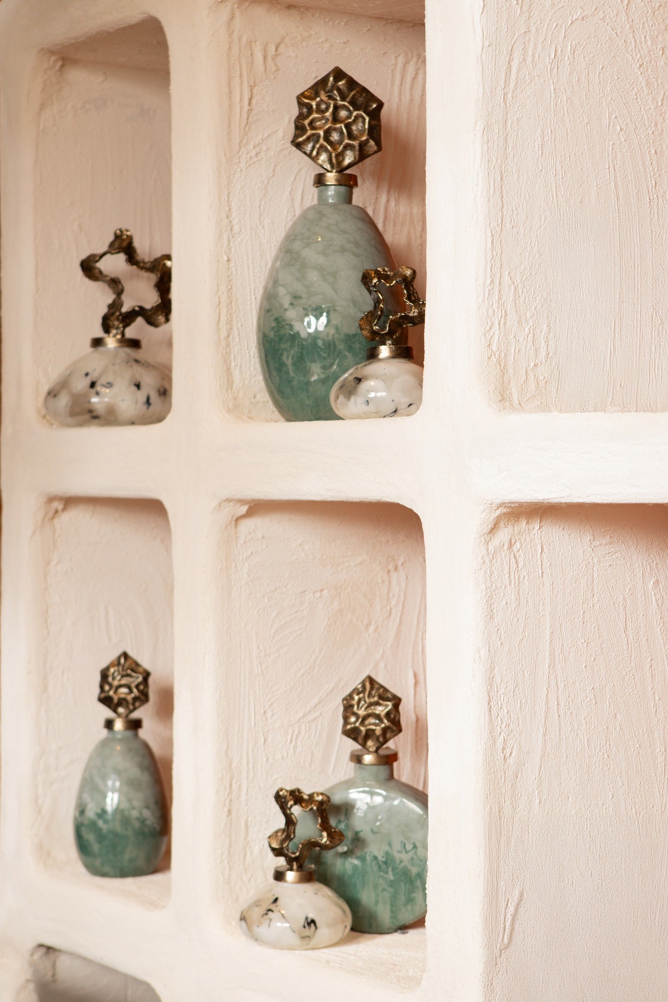 Cherisee Green Glass Statue Brass Lid High