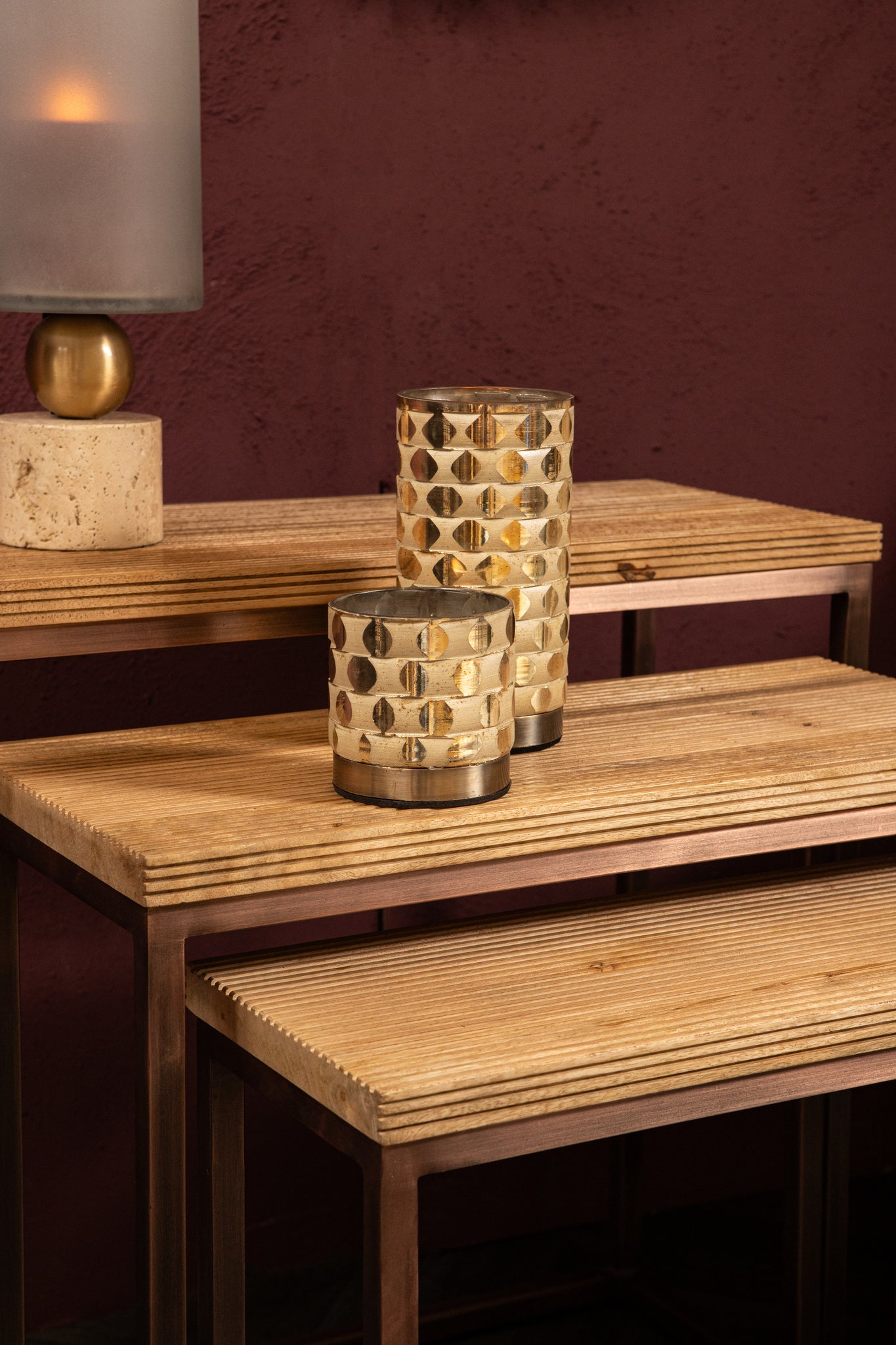 Zoah Copper Mango Wood Rectangle Sidetable Set van 3