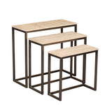 Zoah Black Travertine Rectangle Sidetable Set van 3