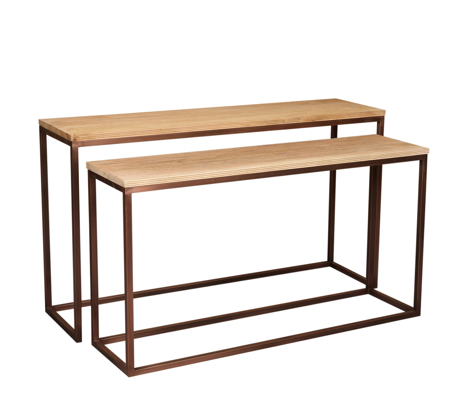 Zoah Copper Mango Wood Rectangle Sidetable Set van 2