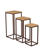 Zoah Copper Mango Wood Square Sidetable Set van 3