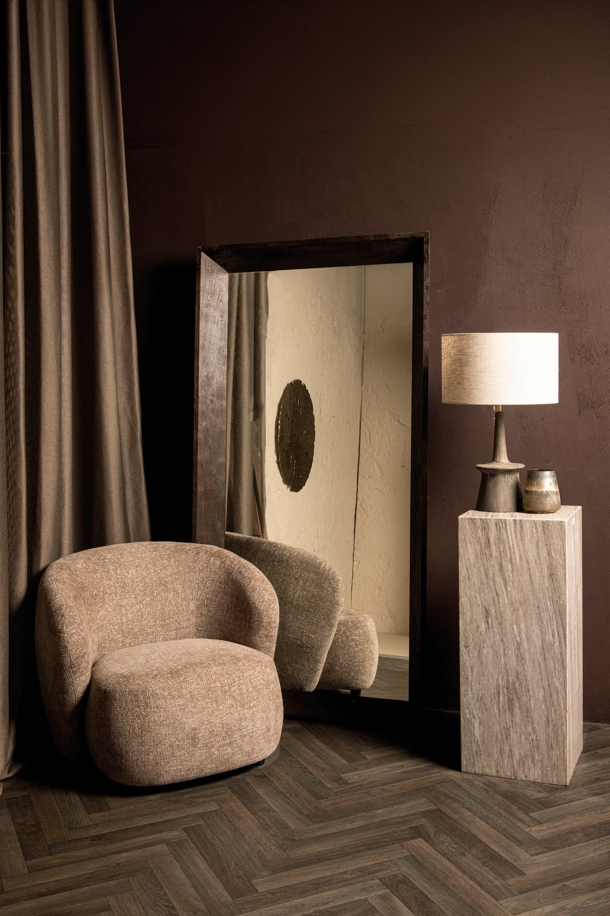 Kyro Brown Acacia Wood Rectangle Mirror Large